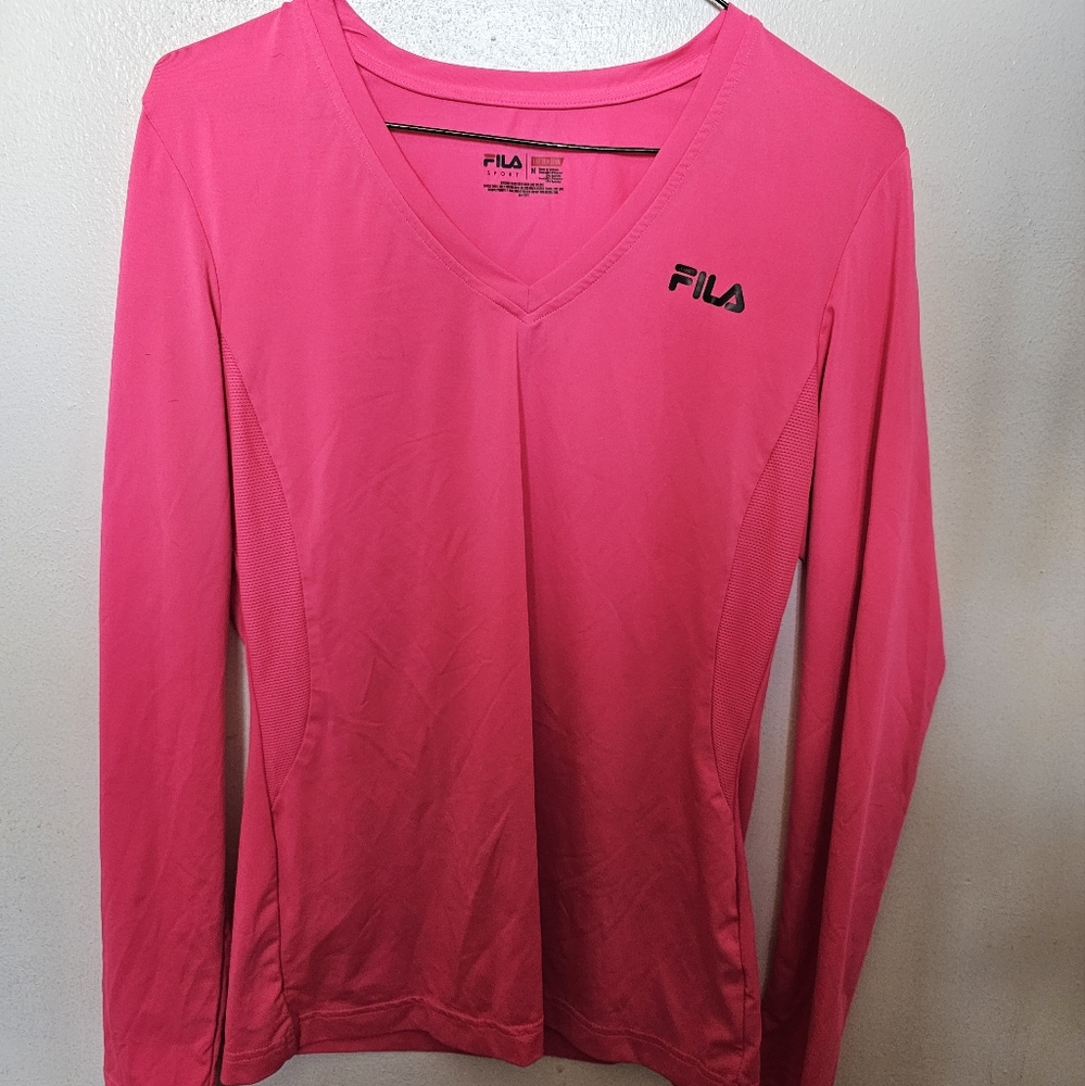 Medium Bright Pink Fila Long sleeve Active Shirt